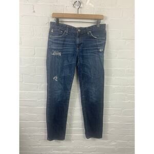 Adriano Goldschmied Women's Mid Rise Ankle Jeans Distressed Blue Size 30R